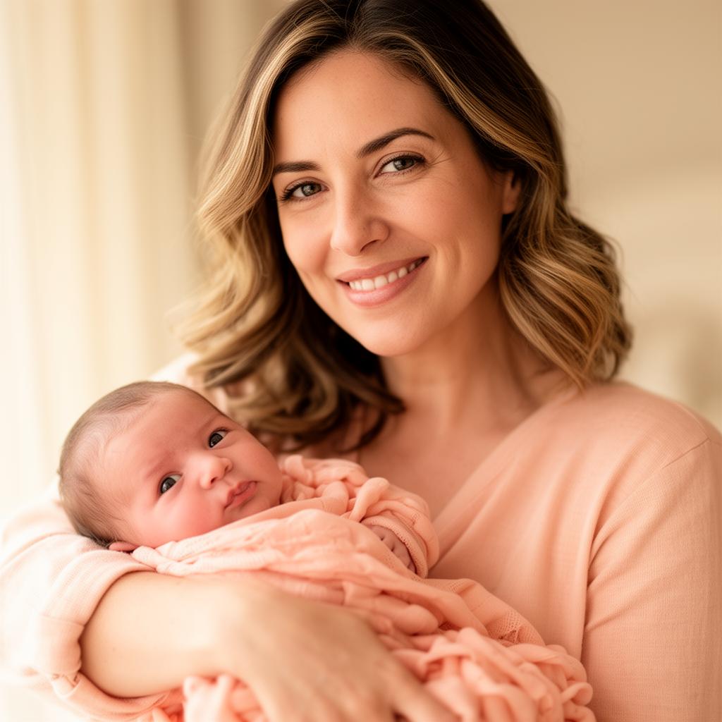 A patient holding her newborn